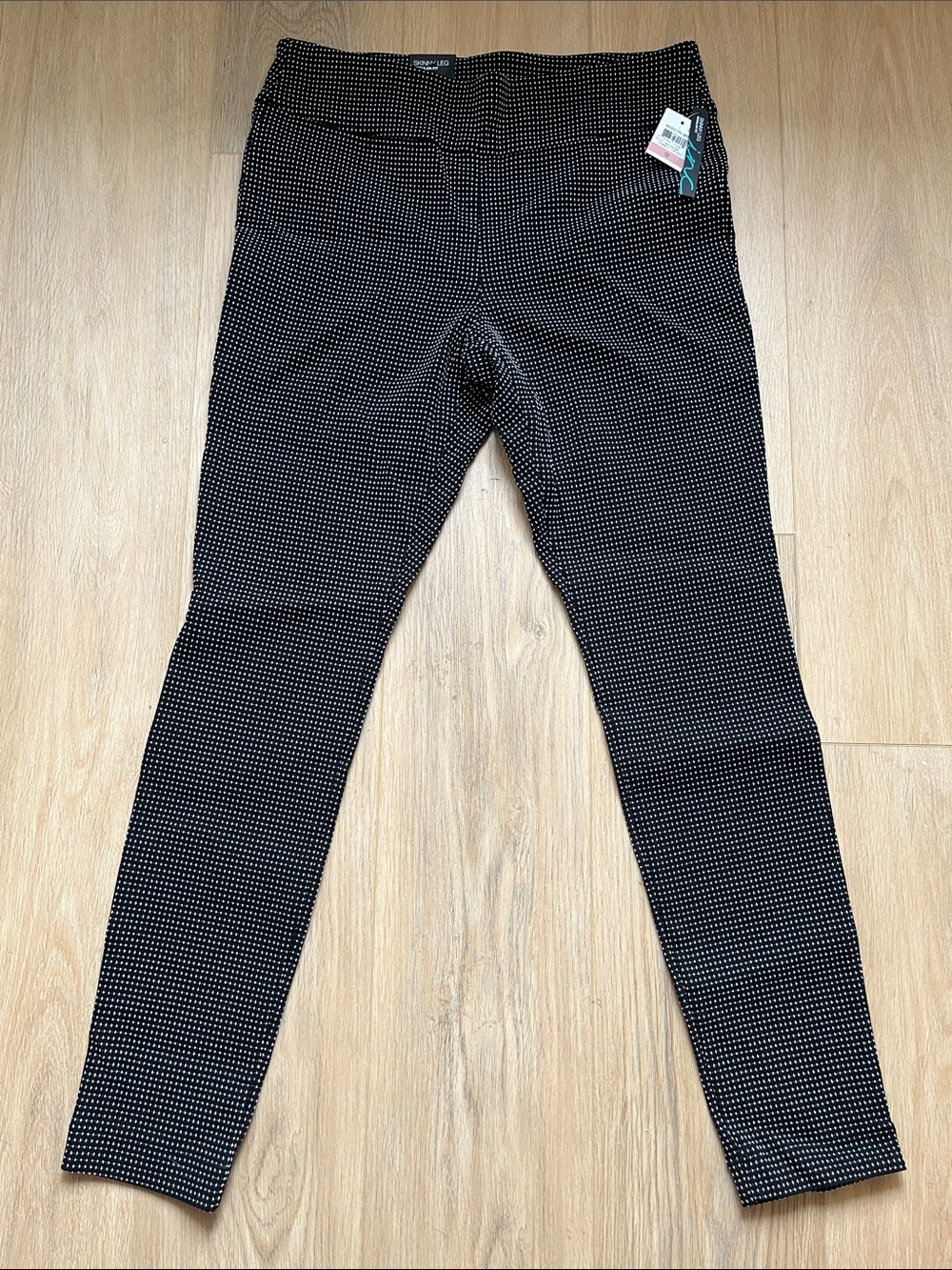 NWT INC International Concepts Black Pants with White Dot Texture